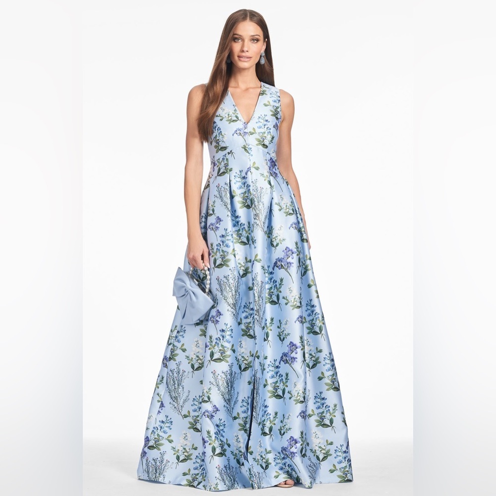 New Sachin And Babi Brooke Gown Freesia Forest Blue Floral Print